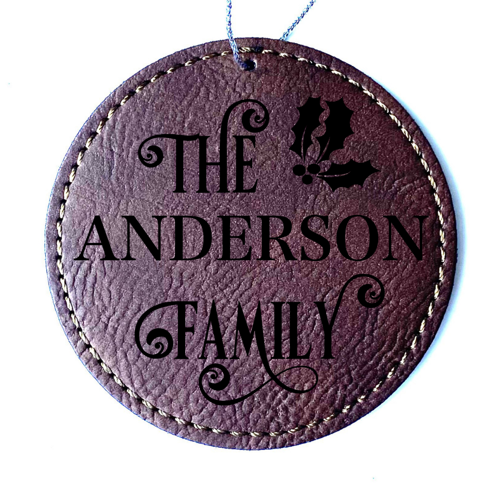 Bay Brown Family Name Christmas ornament personalized.