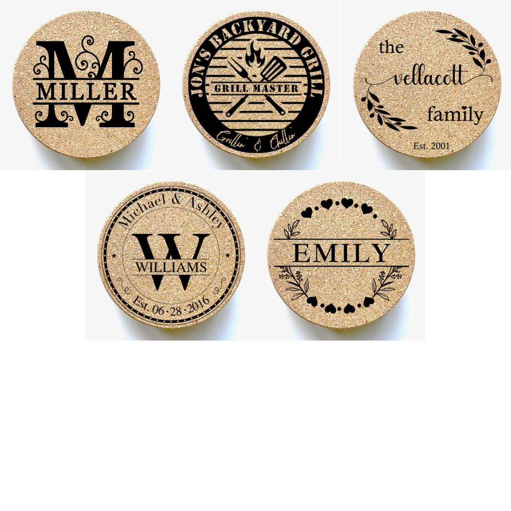 Personalized Round Cork Coasters (Set of 6)