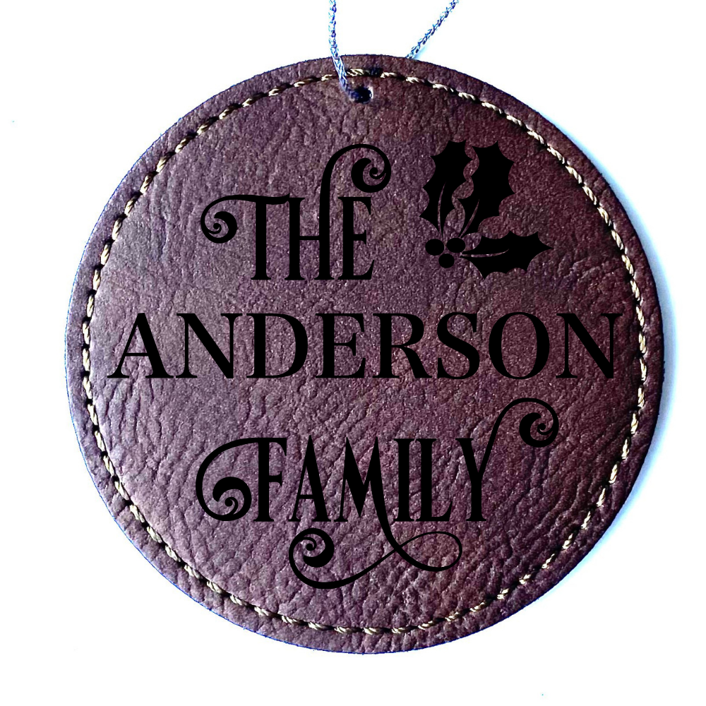 Bay Brown Family Name Christmas ornament personalized. 