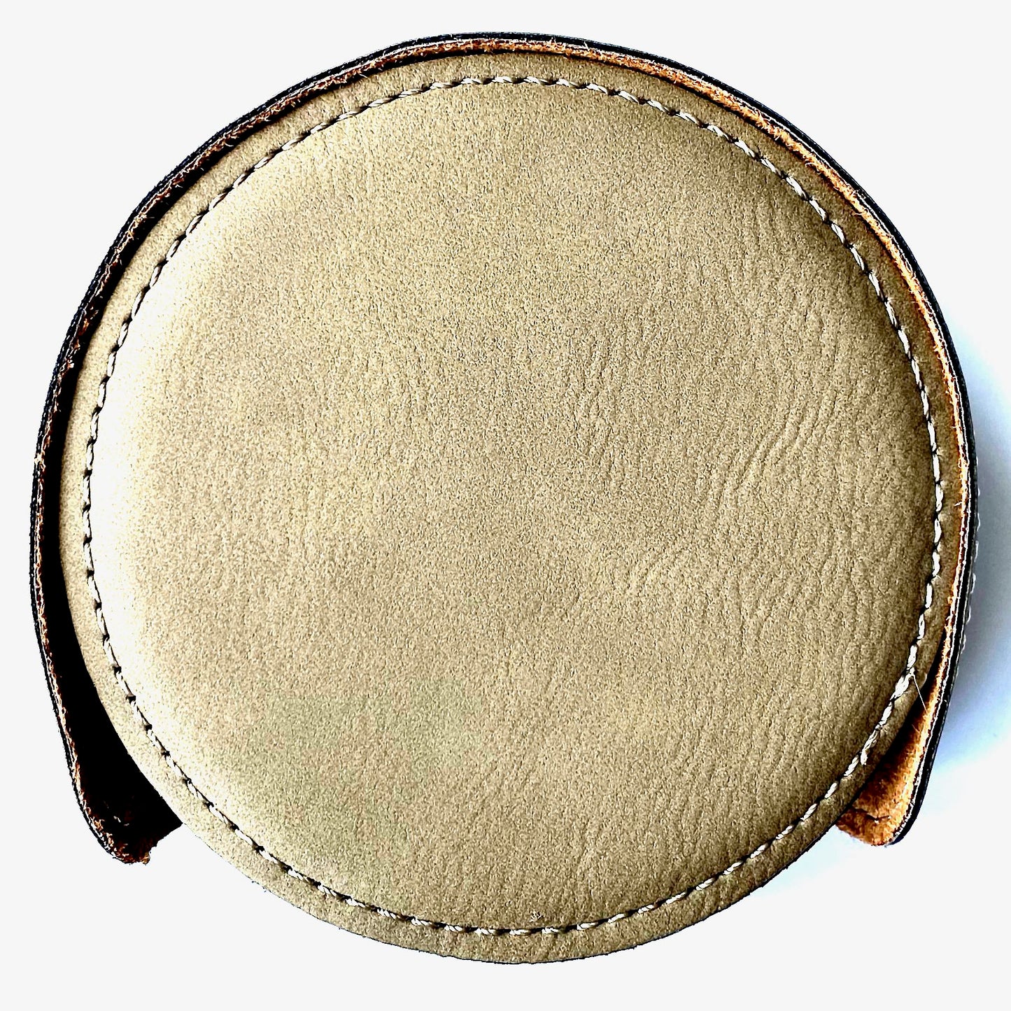 Personalized Round Leather Coaster with Holder (Set of 6)