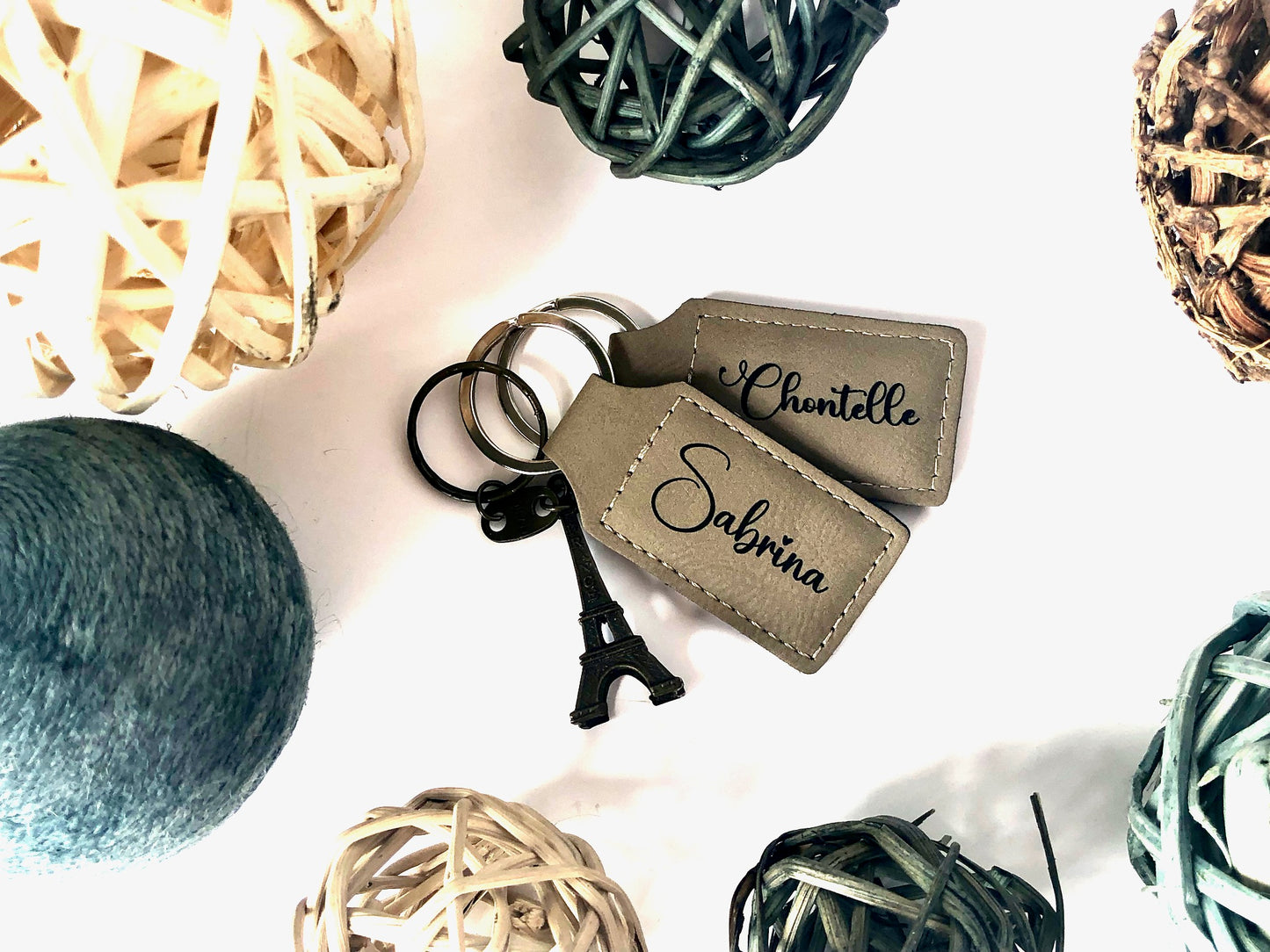 Leather keychain personalized with your name or short phrase. 