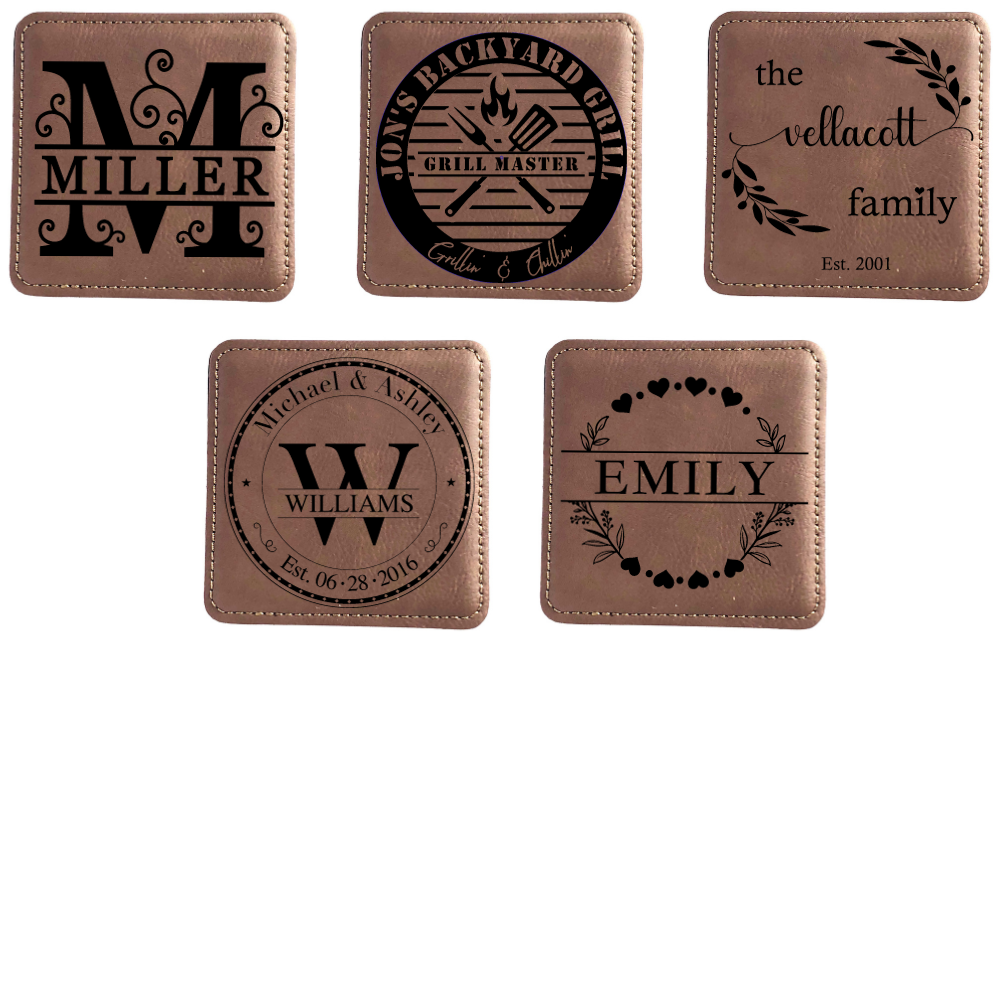 Personalized Leather Coasters Custom Leather Coaster (Set Of 4)